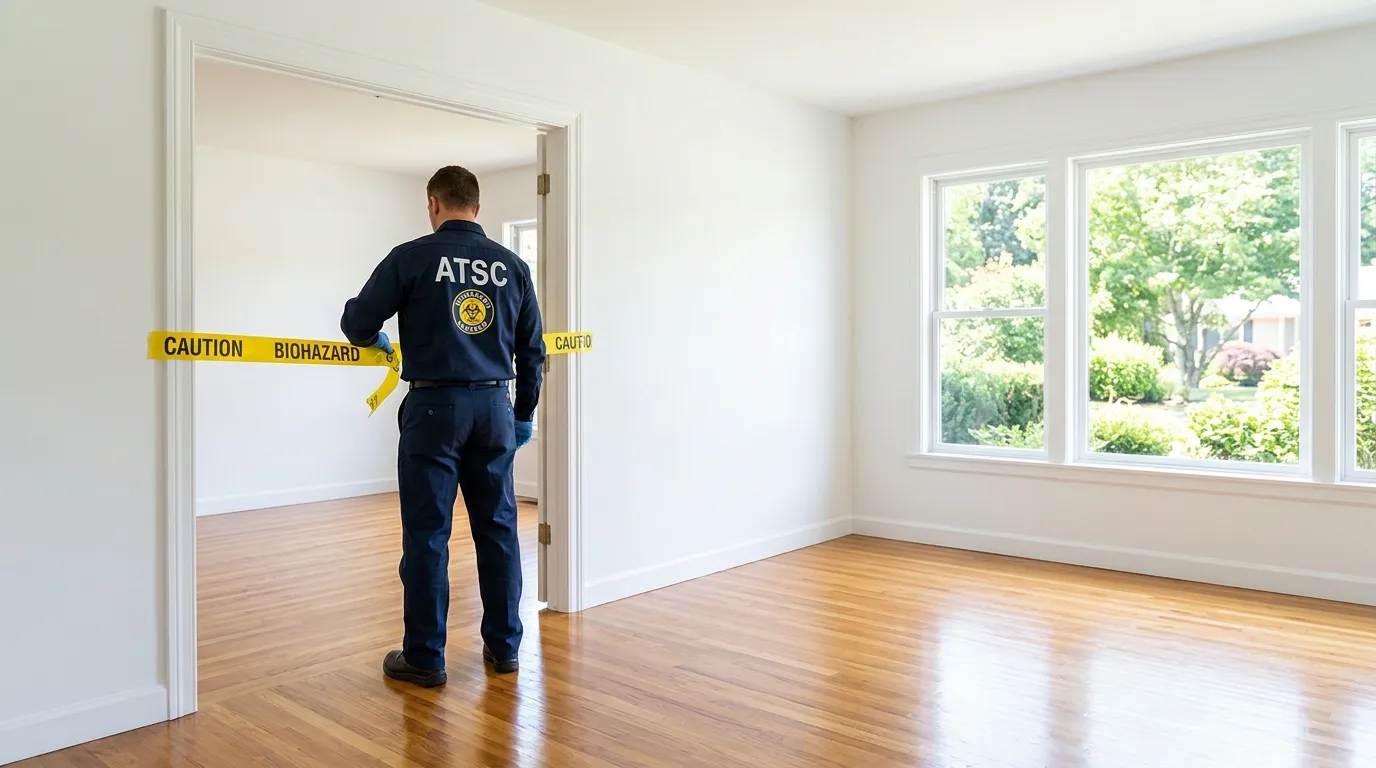 Certified biohazard cleanup crew performing Trauma Scene Cleanup in Dowsett Highlands